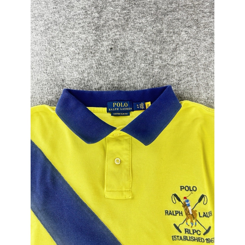 Polo Ralph Lauren Rugby Polo Shirt Mens XL Yellow Slim Fit RLPC Embroidered
